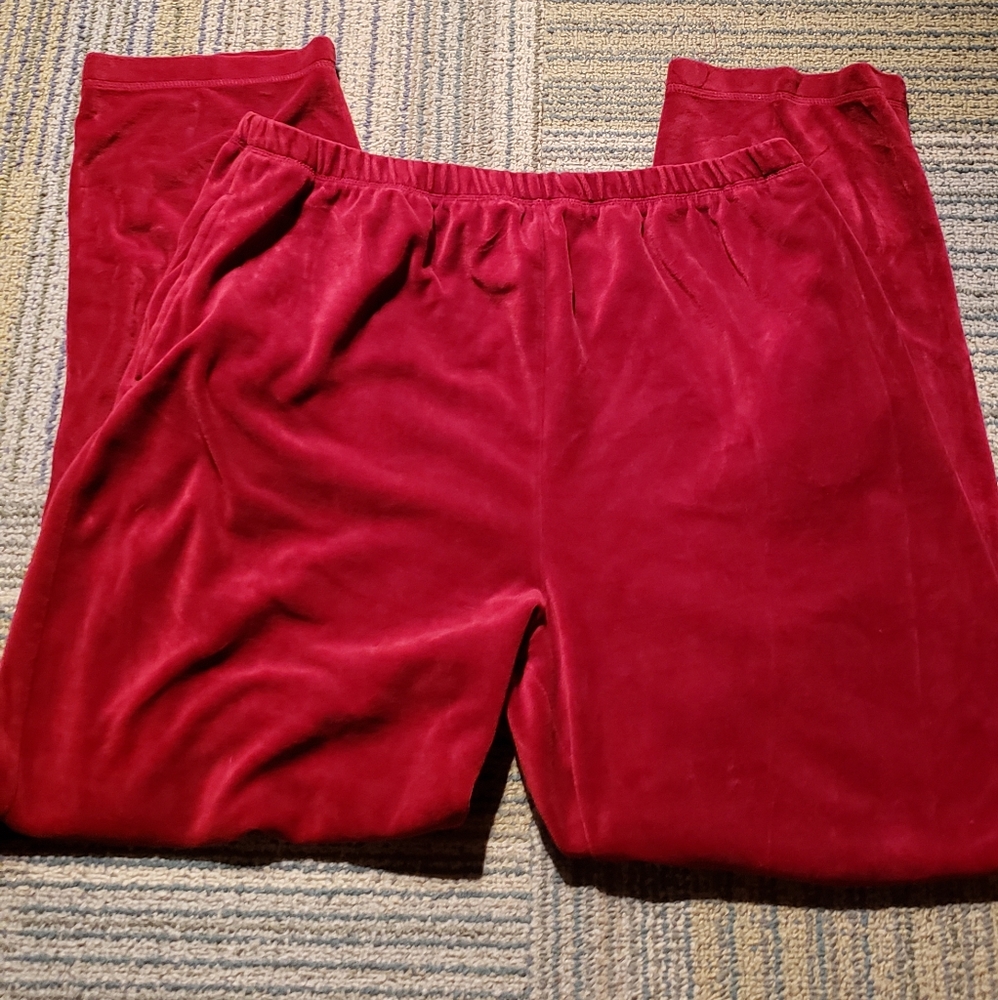 Liz Claiborne Womens Red Velour Pull On Pants